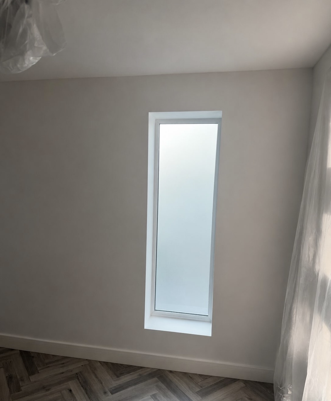 Freshly plastered interior wall