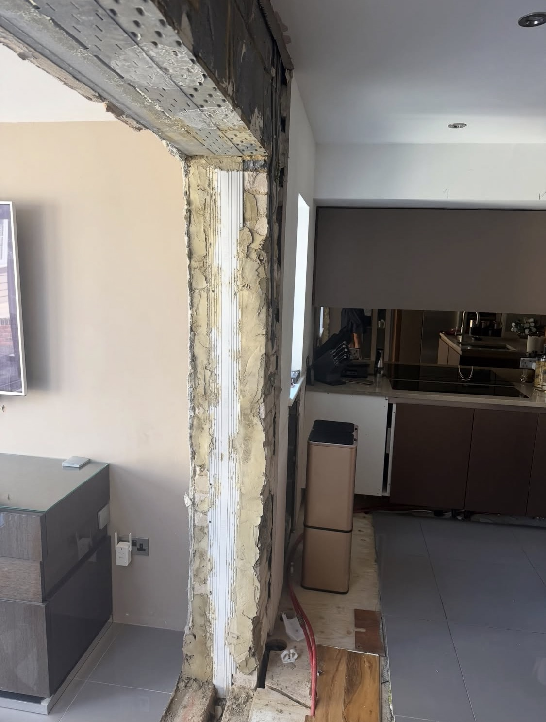 Preparation work before plastering the new opening