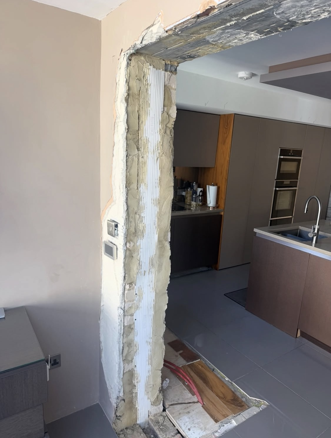 The new opening prepared and ready for plastering