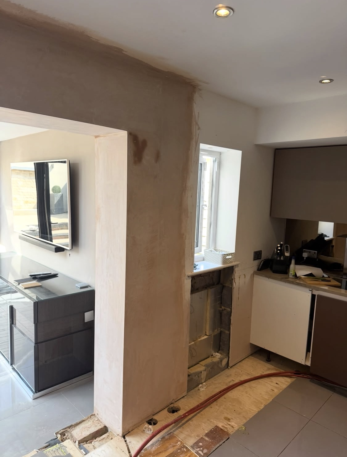 After: walls freshly plastered and skimmed ready for decorating