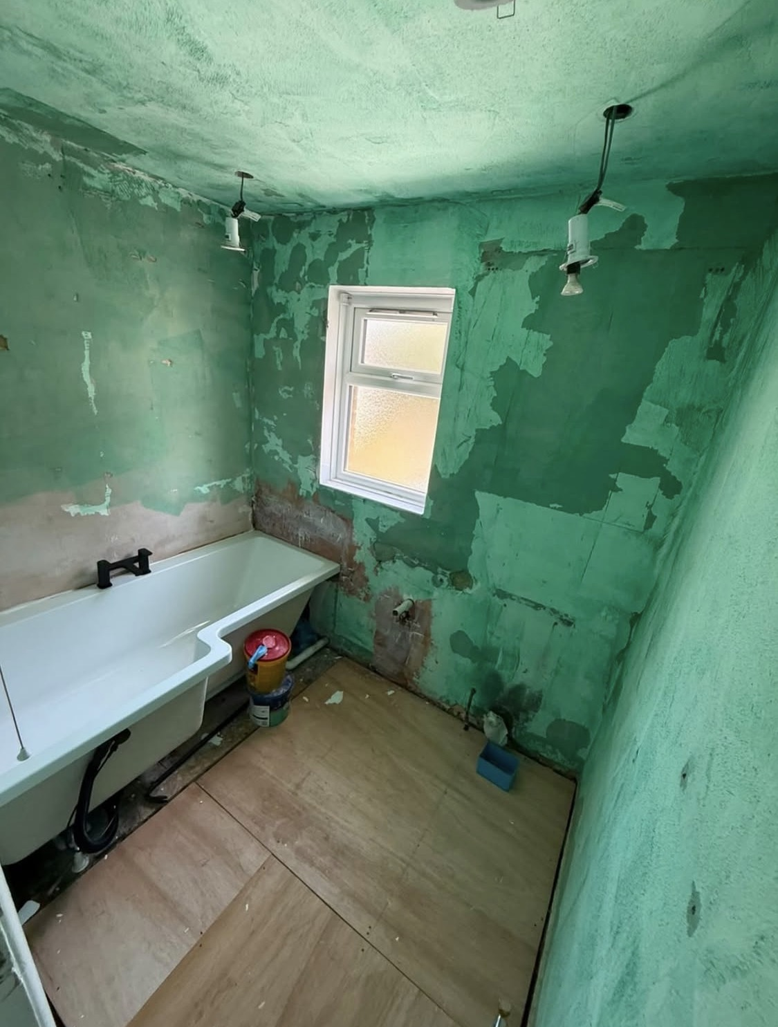 Bathroom stripped back before plastering