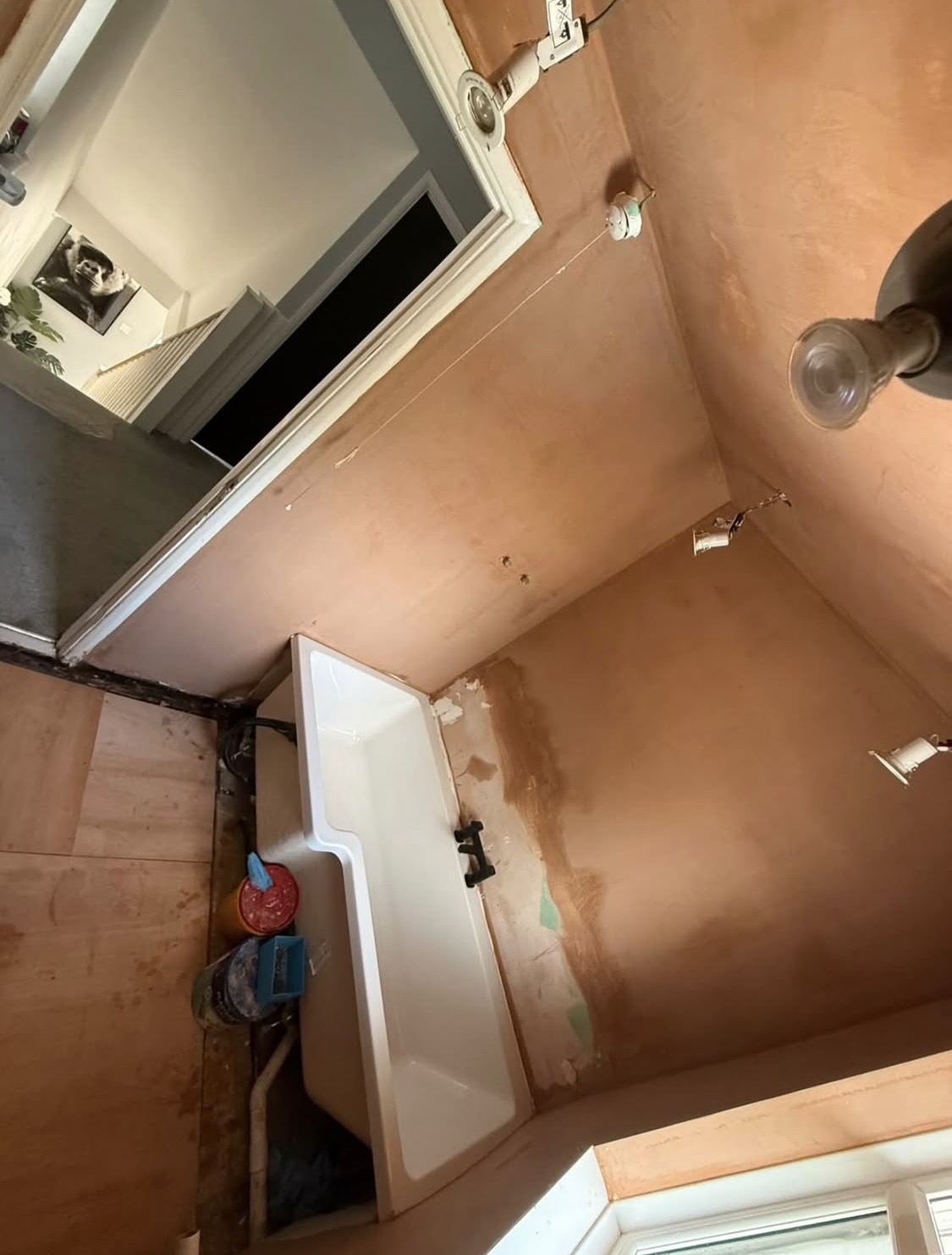 Bathroom re-plaster in progress